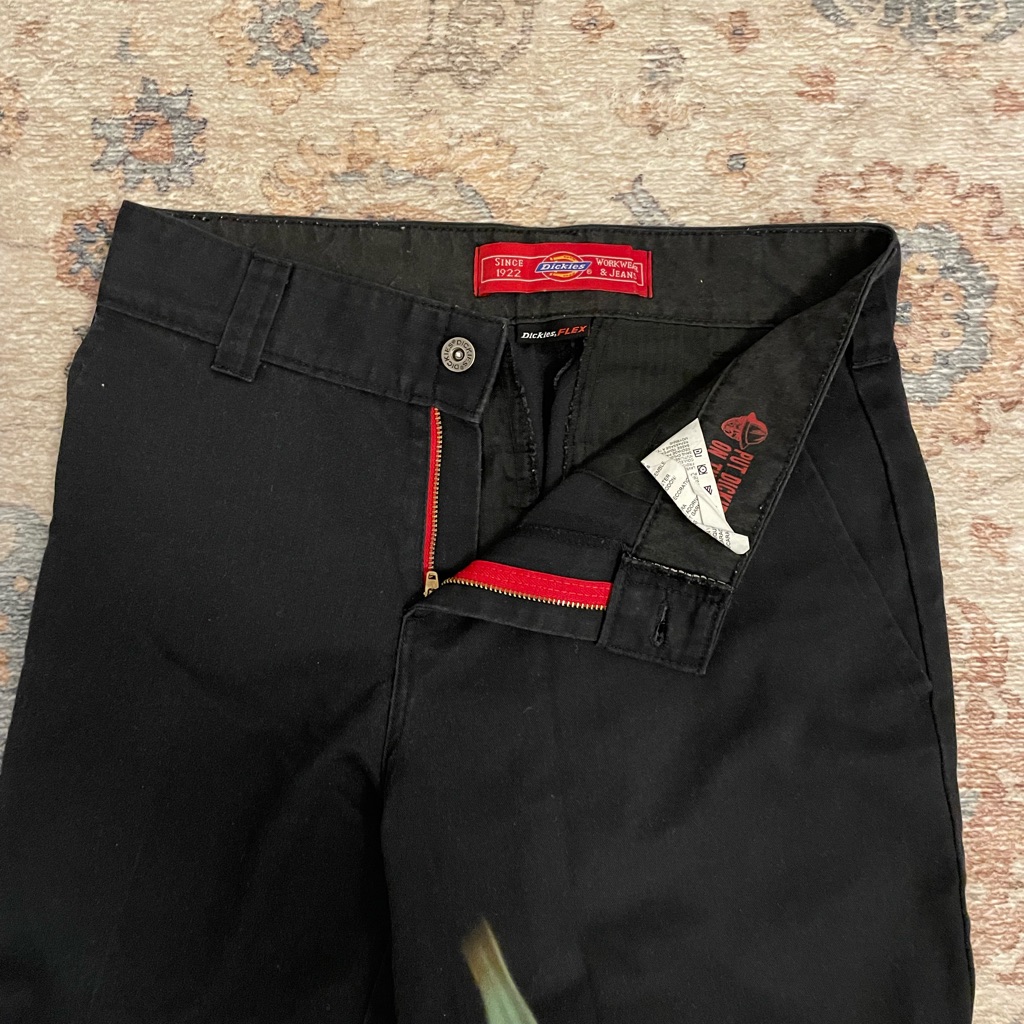 Dickies Black Pants With Red Zipper